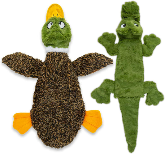 Squeaky Dog Toys with Soft Durable Fabric for Small, Medium and Large Pets Interactive Toy for Indoor Play, Supports Active Biting and Play - 1Wild Duck, Alligator, Medium