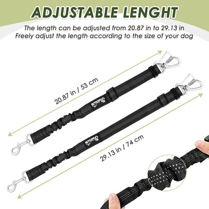 Dog Seatbelt, 2 Pack Dog Seat Belt Car Leash Adjustable Elastic Bungee Buffer Heavy Duty Nylon Reflective Pet Safety Tether Connect to Dog Harness for Travel Riding in Vehicle (Daul Clip, B)