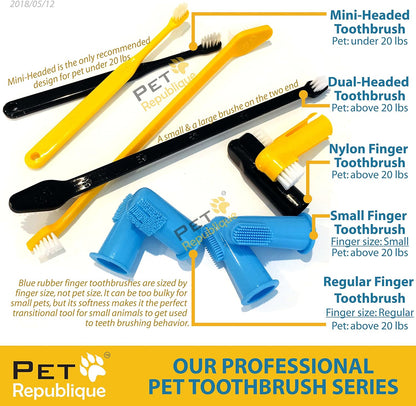 Dog Toothbrush Set of 6 – Dual Headed Dental Hygiene Brushes for Small to Large Dogs, Cats, and Most Pets