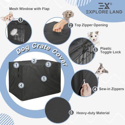 Dog Crate Cover Heavy Duty Polyester Pet Kennel Sunshade Universal Fit for 36 Inches Wire Cage (Black)