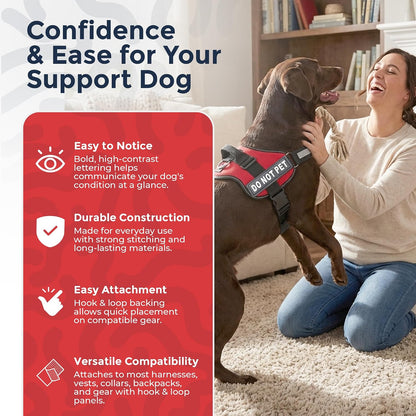 Do Not Pet Patch - Attachable Patches with Hook Backing for Do Not Pet Dog Vest Harness or Collar - Service Dog, Emotional Support, Service Dog in Training, and Therapy Patches