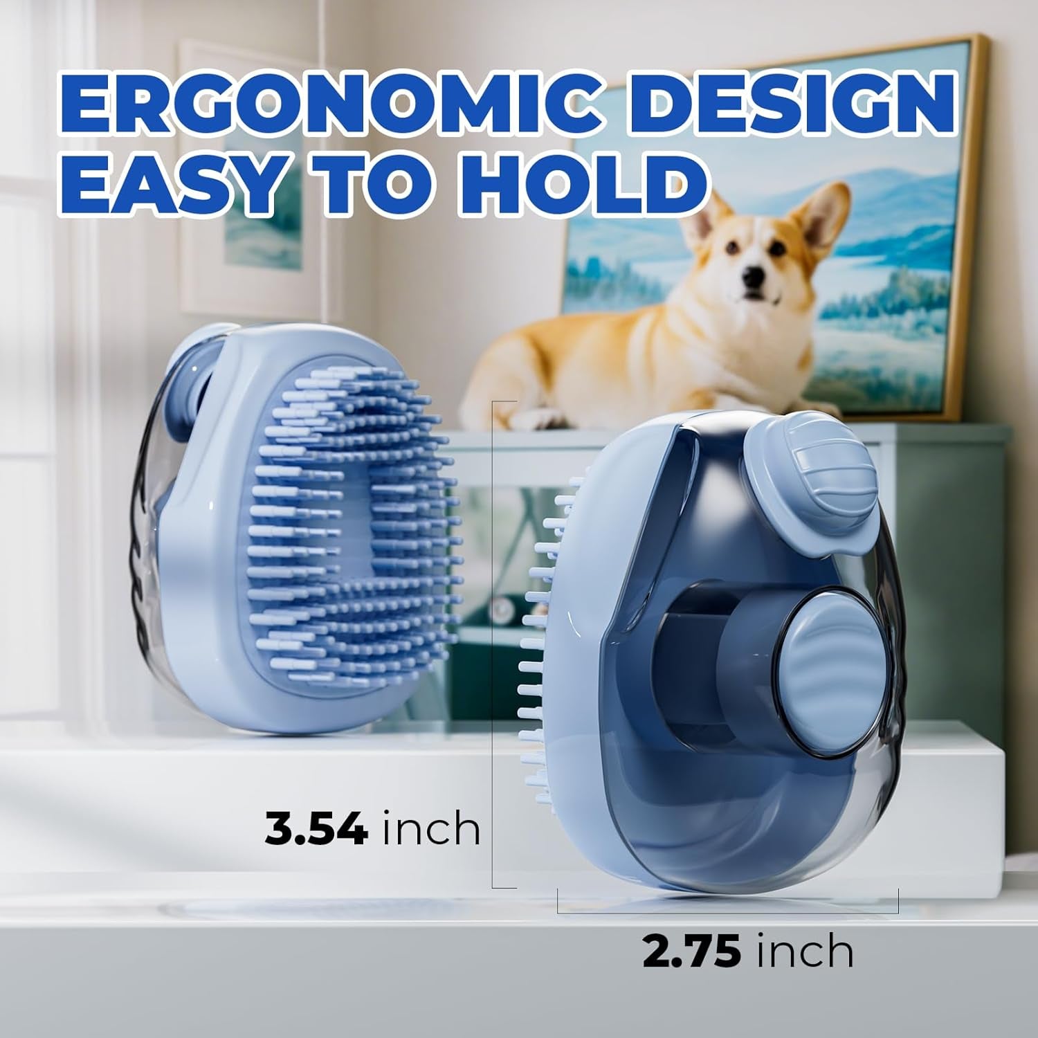 Cat Brush, Dog Bath Brush with Shampoo Dispensing, Dog Brush for Shedding with S