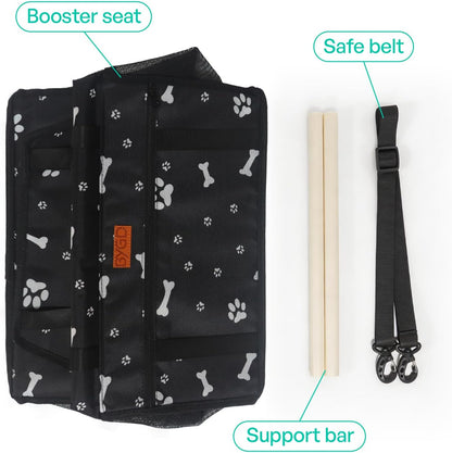 Pet Dog Booster Seat with Support Rod, Breathable & Foldable Car Basket, Suitable for Small & Medium Pets (Blue & Gray)