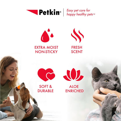 Pet Wipes for Dogs and Cats, 200 Large Wipes - Removes Dirt & Odor like Washing Hands - Cleans Ears, Face, Butt, Eyes Area - Convenient, Ideal for Home or Travel - 2 Packs of 100 Wipes