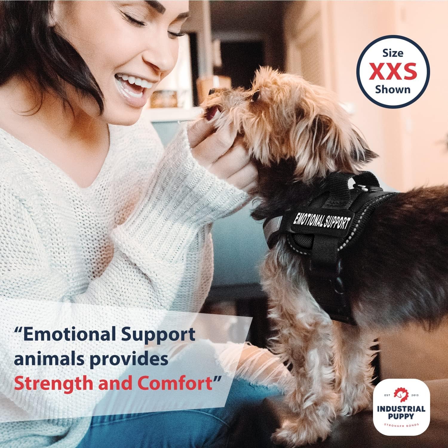 Emotional Support Vest Harness - Durable and Adjustable Dog Vest with Reflective Straps, Removable Patches, Handle & D-Ring, Travel and Daily Use, Small 19.5-25" - Black