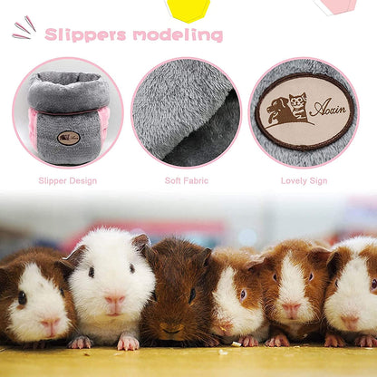 Guinea Pig Bed Cuddle Cave Warm Fleece Cozy House Bedding Sleeping Cushion Cage Nest for Small Animal Squirrel Chinchilla Rabbit Hedgehog Cage Accessories (Grey)