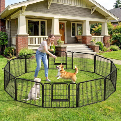 Yaheetech Wide Panel Dog Playpen, 6 Panels 24 Inch High Pet Pen with Gate, Portable Indoor Outdoor Fence for Small/Medium Breed Dogs