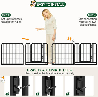 Yaheetech Dog Playpen Outdoor, 24 Inch 16 Panels Dog Pen Indoor Heavy Duty Puppy Exercise Pen Metal Pet Fence for RV Camping/Yard/Garden