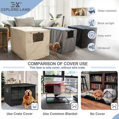 Dog Crate Cover Heavy Duty Polyester Pet Kennel Sunshade Universal Fit for 36 Inches Wire Cage (Black)