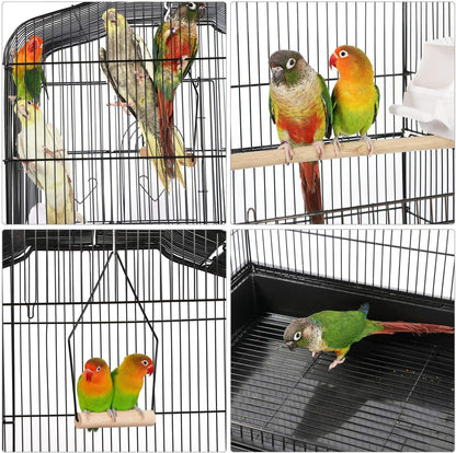 Yaheetech 64'' Bird Cage, Open Top Parakeet Cage W/Slide-Out Tray, Feeders, Detachable Rolling Stand, Bird Cages for Parrot, Cockatiel, Budgie, Parakeets, Lovebird, Small Medium Birds