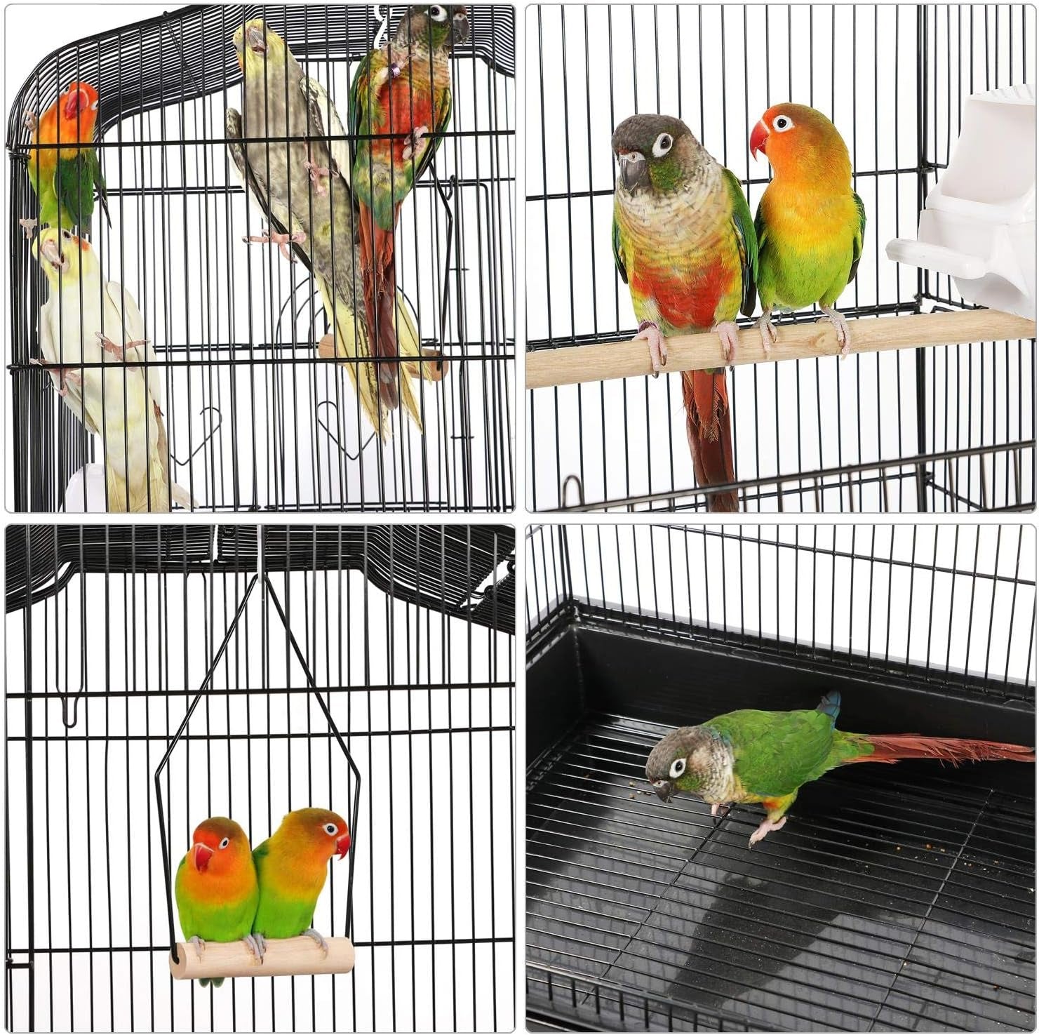 Yaheetech 64'' Bird Cage, Open Top Parakeet Cage W/Slide-Out Tray, Feeders, Detachable Rolling Stand, Bird Cages for Parrot, Cockatiel, Budgie, Parakeets, Lovebird, Small Medium Birds