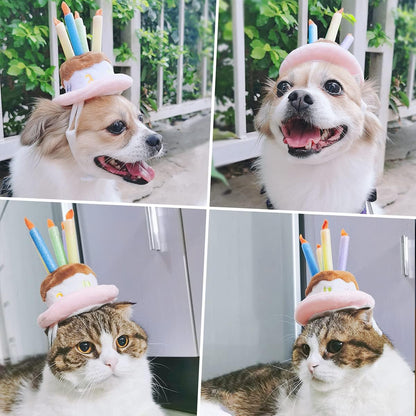 Cat Birthday Hat, Valentine Hat for Cats Small Dogs, Lucky Cat Birthday Cake Costume, Puppy Party Supplies, Small, Pink