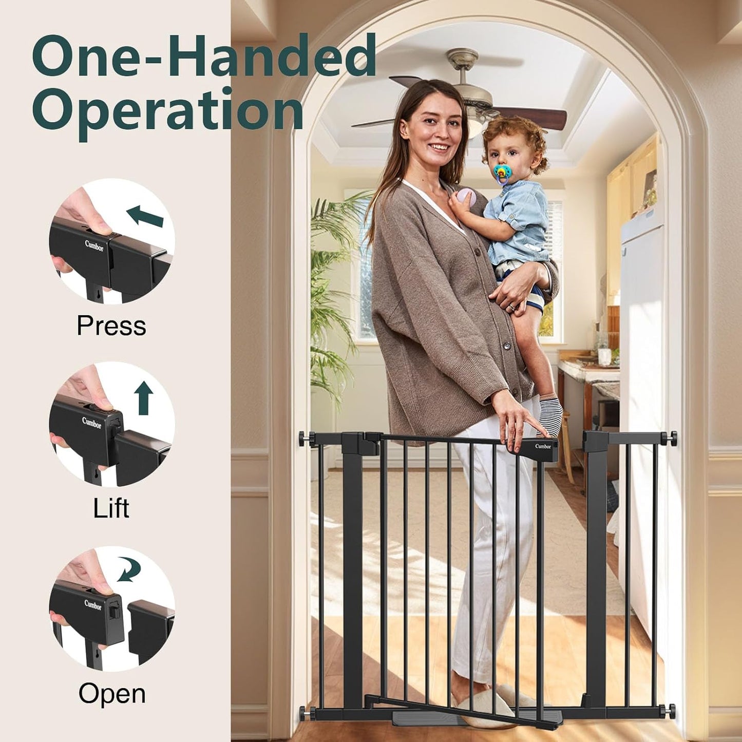 29.7-40.6" Baby Gate for Stairs, Mom'S Choice Awards Winner-Dog Gate for Doorways, Pressure Mounted Auto-Close Pet Gates for Dogs Indoor, Safety Child Gate with Easy Walk Thru Door, Black