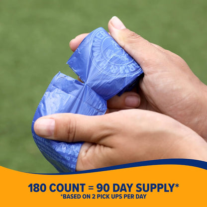 Easy-Tear Disposable Dog and Cat Waste Bags with Activated Baking Soda, 180 Dog Poop Bags, 9 X 14 Inches