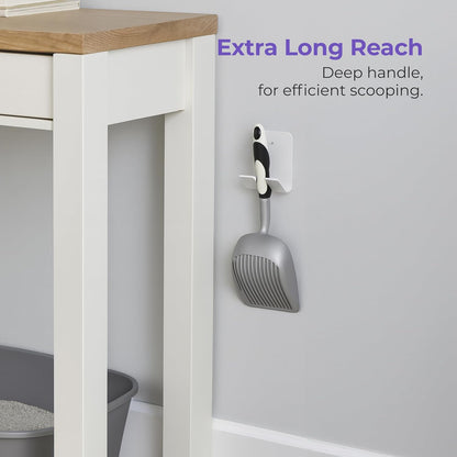 XL Cat Litter Sifter with Deep Shovel Patented Silver Poop Scooper with Solid Handle – Made up of Non Stick Plated, Solid Aluminum