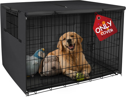 Dog Crate Cover Heavy Duty Polyester Pet Kennel Sunshade Universal Fit for 36 Inches Wire Cage (Black)