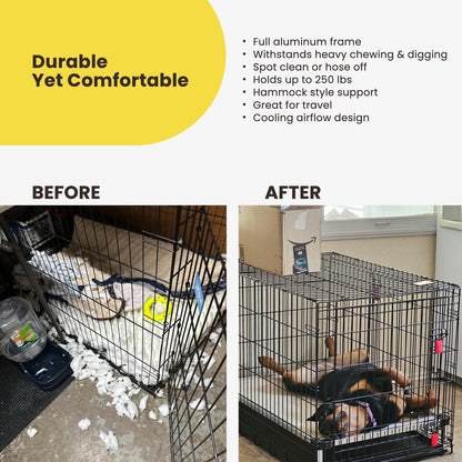 Chew Proof Elevated Cooling Dog Bed - Made for Aggressive Chewers, Virtually Indestructible, Ripstop Fabric with No Padding, Pre-Assembled - Small, Seasonal (Old) Black