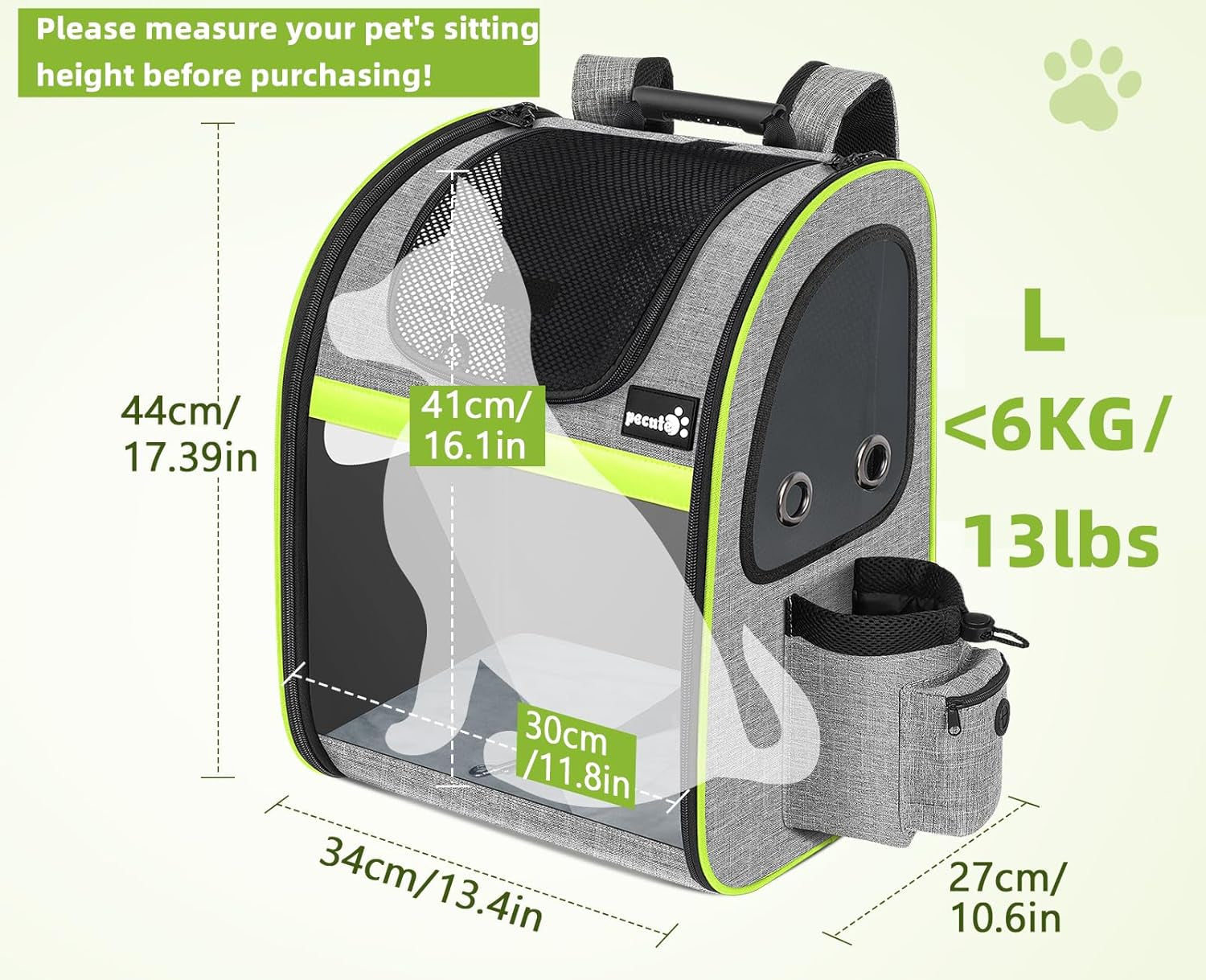 Pet Carrier Backpack, Cat Backpack Carrier, Expandable with Breathable Mesh for Small Dogs Cats Puppies, Dog Backpack Carrier for Hiking Travel Camping Outdoor, Hold Pets up to 18 Lbs
