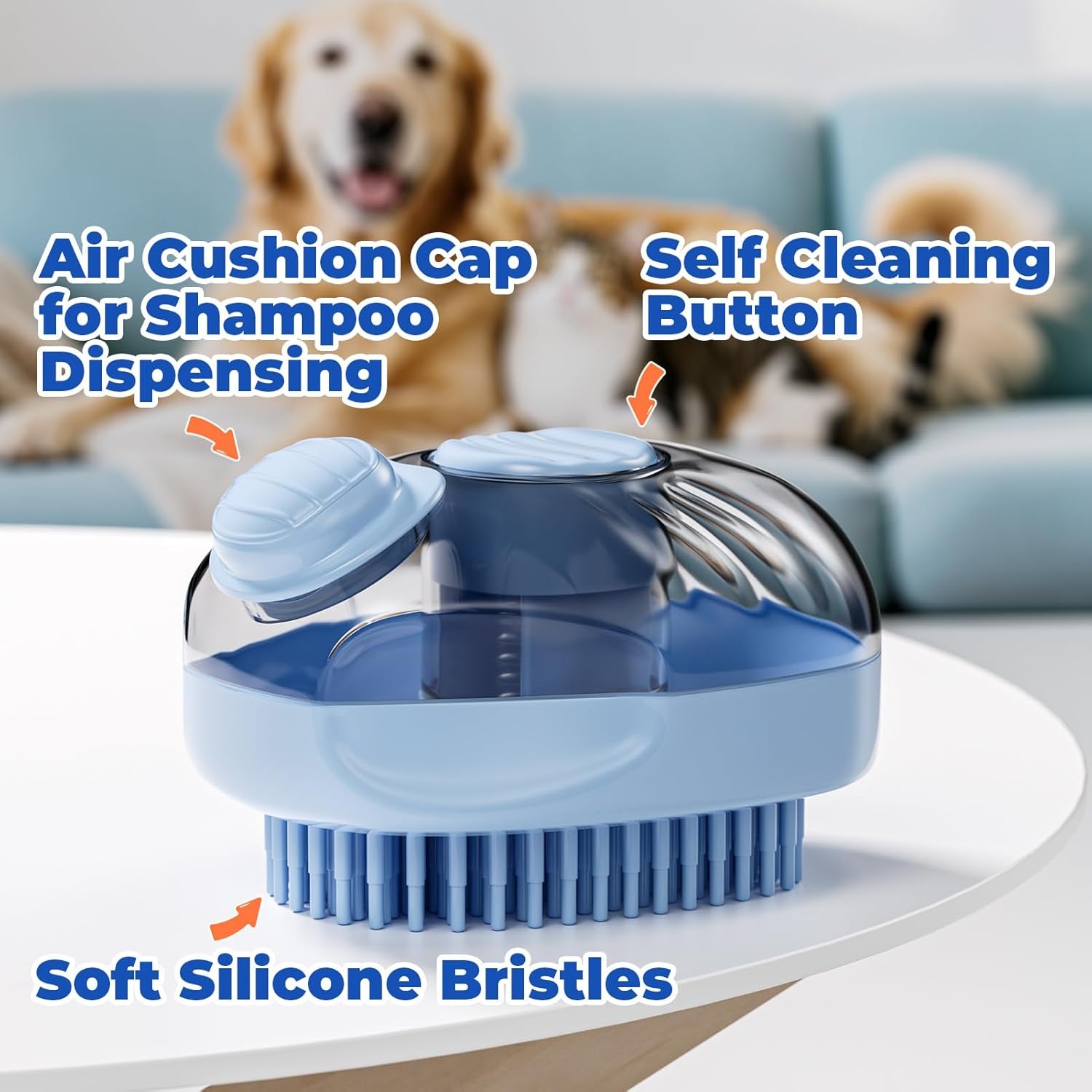 Cat Brush, Dog Bath Brush with Shampoo Dispensing, Dog Brush for Shedding with S