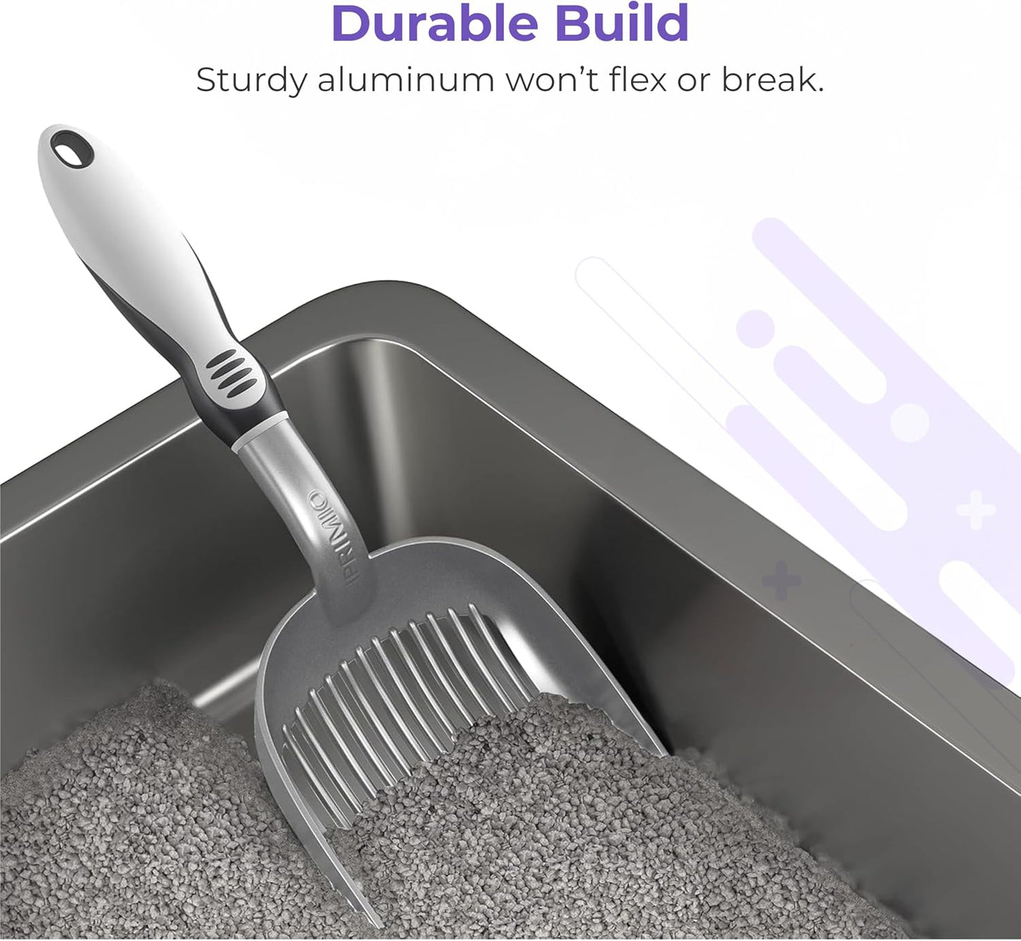 XL Cat Litter Sifter with Deep Shovel Patented Silver Poop Scooper with Solid Handle – Made up of Non Stick Plated, Solid Aluminum