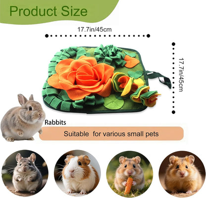 Rabbit Foraging Mat Bunny Snuffle Mat for Small Animals Interactive Puzzle Toy Feed Mat for Rabbits Bunnies Guinea Pigs Hamsters Puppies Chinchillas Kitten 17.7 Inches