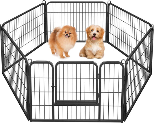 Yaheetech Wide Panel Dog Playpen, 6 Panels 24 Inch High Pet Pen with Gate, Portable Indoor Outdoor Fence for Small/Medium Breed Dogs