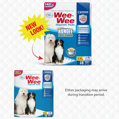 Wee-Wee Superior Performance Pee Pads for Dogs with Runoff Barrier Edge Guard Protection, Puppy & Dog Potty Training Pads, Housebreaking Supplies, 27.5" X 44" (18 Count)