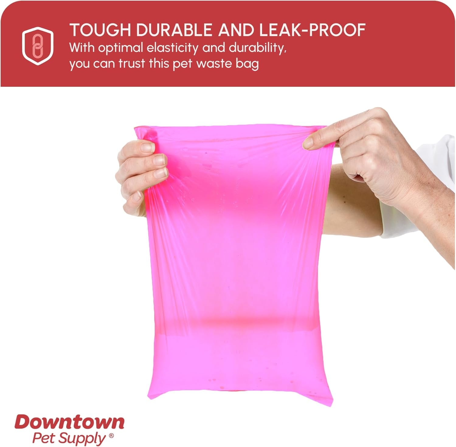 Poop Bags for Dogs with Dispenser, 220 Count - Leak-Proof Dog Waste Bags and Bone-Shaped Dog Poop Bags Holder for Leash - Pink, 12.5" X 8.5"