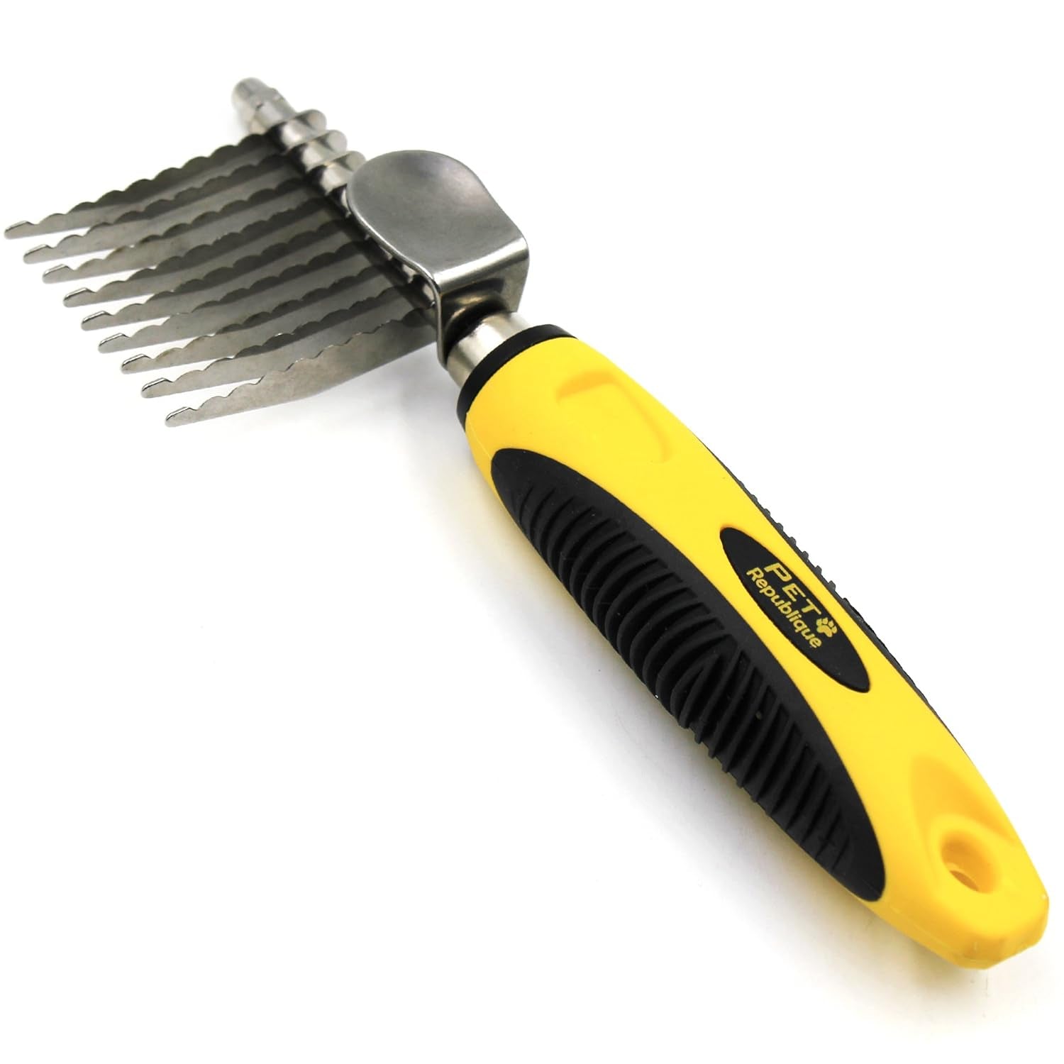 Dematting Tool for Dogs and Cats - Stainless Steel Matt Breaker Rake for Undercoat and Mat Brush - Knot Out for Long Haired Breed Pets