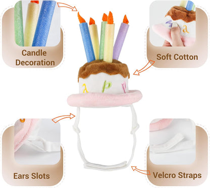 Cat Birthday Hat, Valentine Hat for Cats Small Dogs, Lucky Cat Birthday Cake Costume, Puppy Party Supplies, Small, Pink