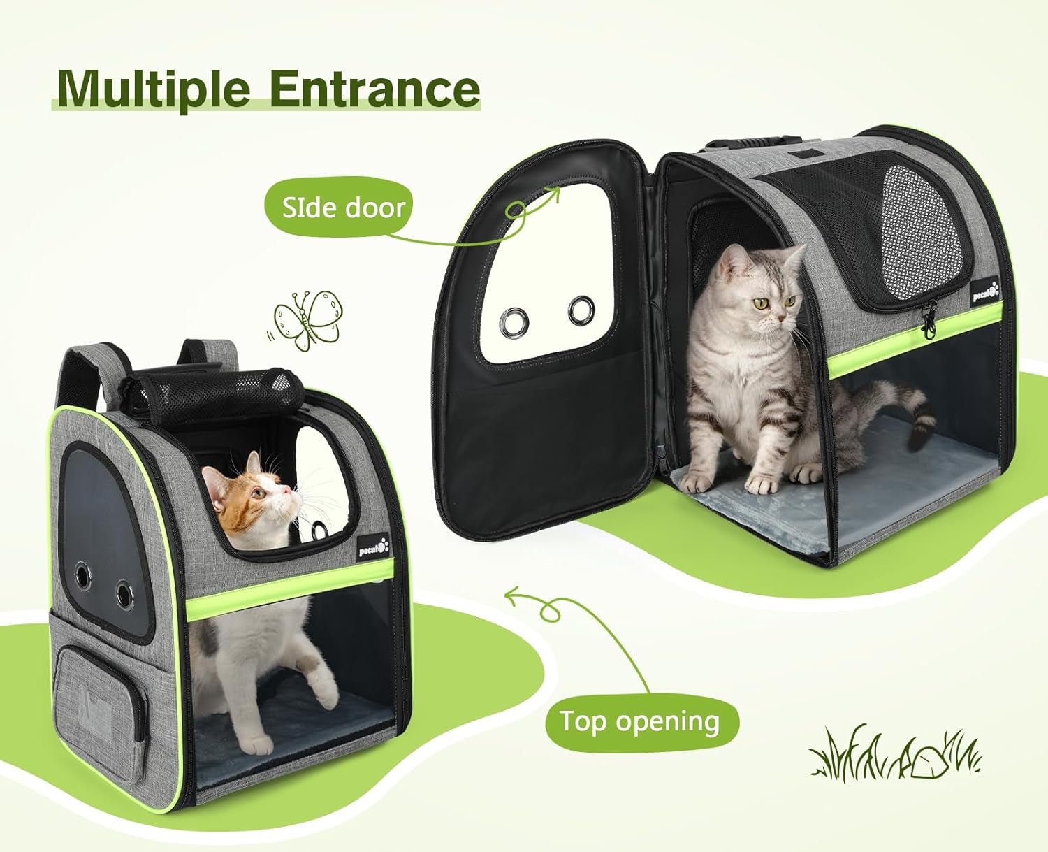 Pet Carrier Backpack, Cat Backpack Carrier, Expandable with Breathable Mesh for Small Dogs Cats Puppies, Dog Backpack Carrier for Hiking Travel Camping Outdoor, Hold Pets up to 18 Lbs